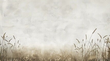 Fototapeta premium Vintage illustration of a bleak prairie grass wheat field