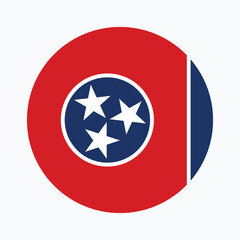  Tennessee State Flag illustration. Tennessee Flag. Tennessee State Round Flag. 
