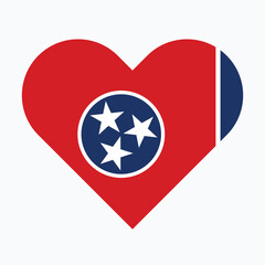  Tennessee State Flag illustration. Tennessee Flag. Tennessee State Heart Flag. 
