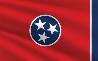  Tennessee State Flag illustration. Tennessee Flag. Waving Tennessee State Flag. 

