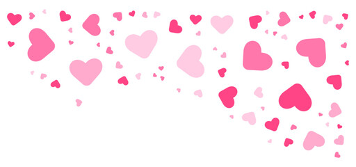 Pink hearts corner particles. Vector illustration.	