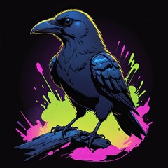 The illustration of raven on the tree Vector