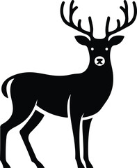 Cute deer black vector illustration