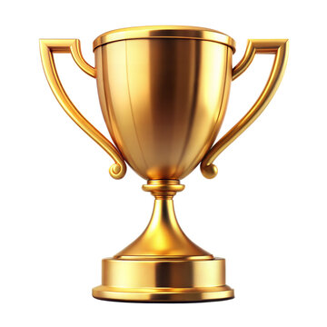 gold trophy cup on transparent background