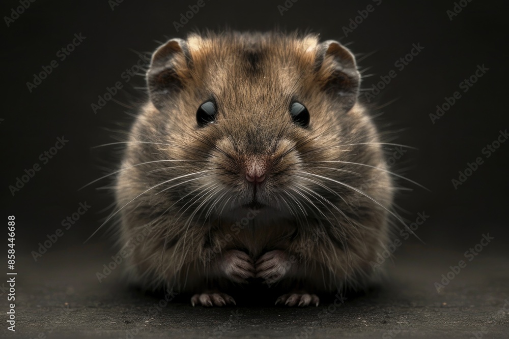 Poster a brown hamster sitting on top of a table, great for use in educational or pet-related contexts