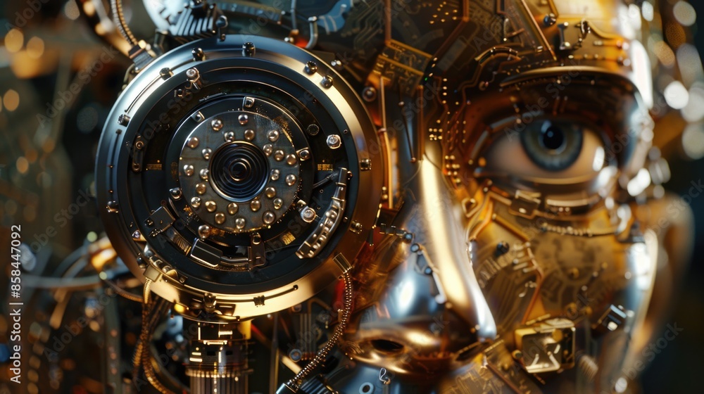 Aufkleber A close-up image of a person's face with a clock in the background, suitable for use in time-related or scheduling contexts