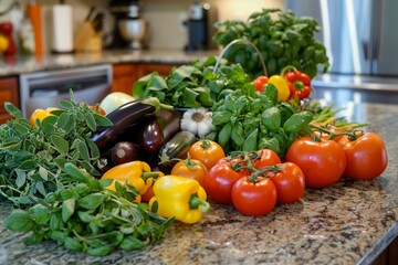 fresh vegetables on kitchen shelf