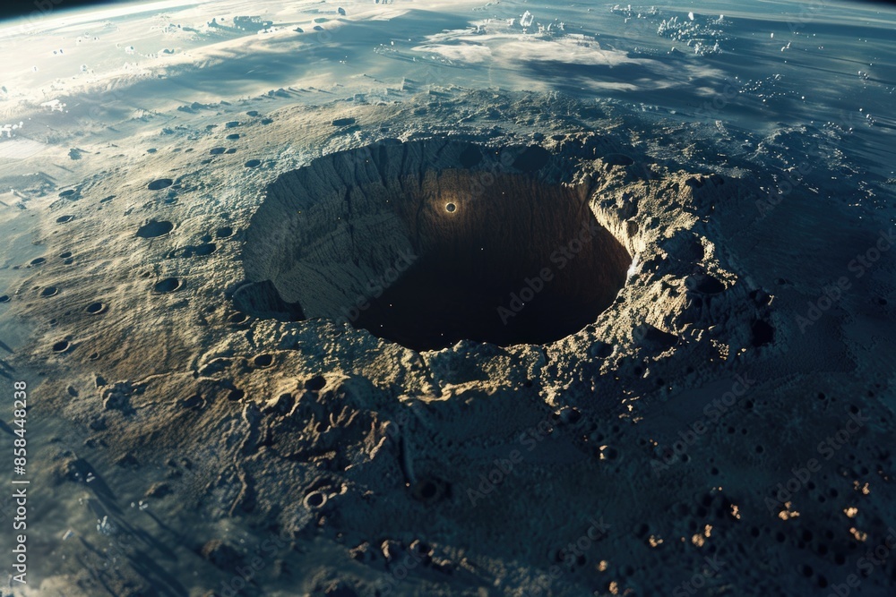 Poster A view of the Earth from space showing a hole in the center, suitable for use as a background or symbol