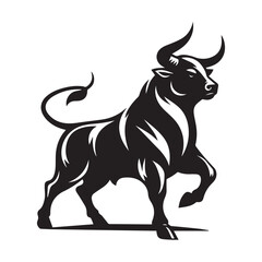 bull silhouette icon, strength, and perseverance symbol. vector image of an animal