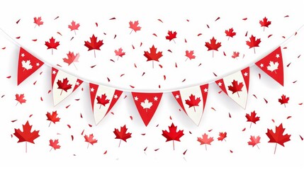 Harmonious design for Canada Day, showcasing a festive gathering with Canadian flags, HAPPY CANADA DAY message on a white background