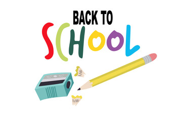 Back to school, college, education, study concept. Set of school supplies. Children's cute stationery subjects. Flat vector illustration