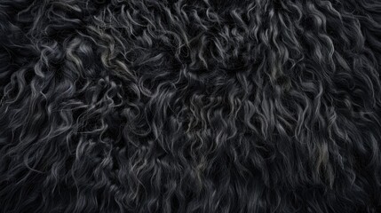 Seamless black sheep fur texture pattern background