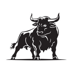 bull silhouette icon, strength, and perseverance symbol. vector image of an animal