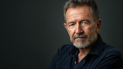 Obraz premium A close-up portrait of a man with gray hair and a beard