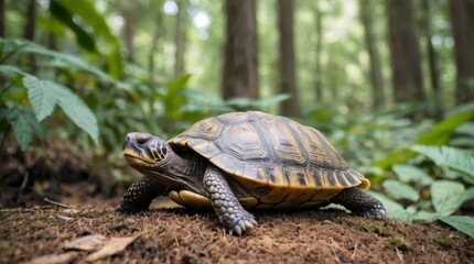 Obraz premium Forest Turtle in Natural Habitat