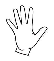 Obraz premium Doodle Palm icon. Counting hands showing FIVE fingers. Line art style graphic design element. Png clipart isolated on transparent background