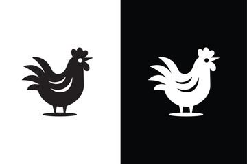 Illustration vector graphics of hen icon Silhouette black white background.