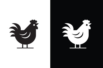 Illustration vector graphics of hen icon Silhouette black white background.