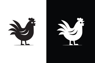 Illustration vector graphics of hen icon Silhouette black white background.