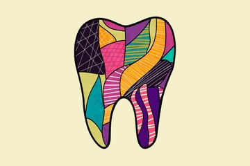 Colorful abstract dental illustration for creative projects