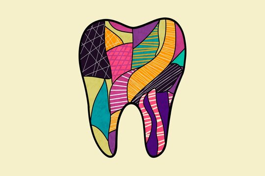 Colorful abstract dental illustration for creative projects