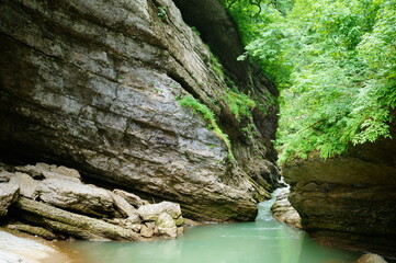 View of a beautiful gorge with a river. The Guam Gorge.