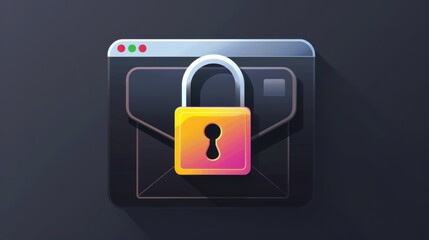 Secure email envelope icon with padlock on dark background