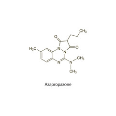 Azapropazone flat skeletal molecular structure NSAID drug used in Rheumatoid arthritis treatment. Vector illustration scientific diagram.