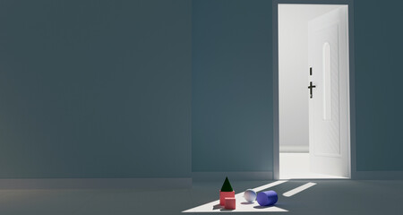part of the empty room with the toys,