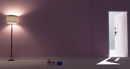 part of the empty room with the toys, 3d