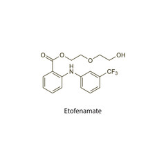 Etofenamate  flat skeletal molecular structure NSAID drug used in Pain treatment. Vector illustration scientific diagram.