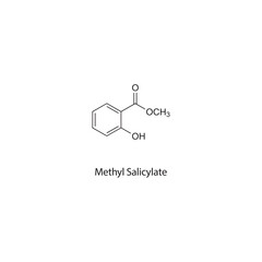Methyl Salicylate flat skeletal molecular structure Rubefacient agent drug used in pain treatment. Vector illustration scientific diagram.
