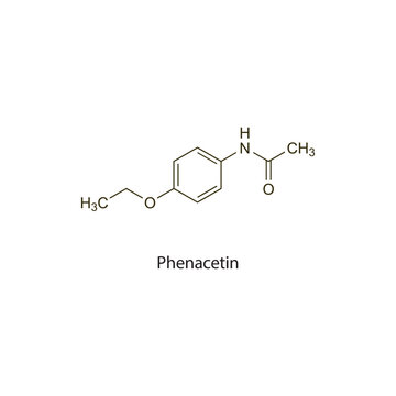 Phenacetin flat skeletal molecular structure NSAID drug used in Pain treatment. Vector illustration scientific diagram.