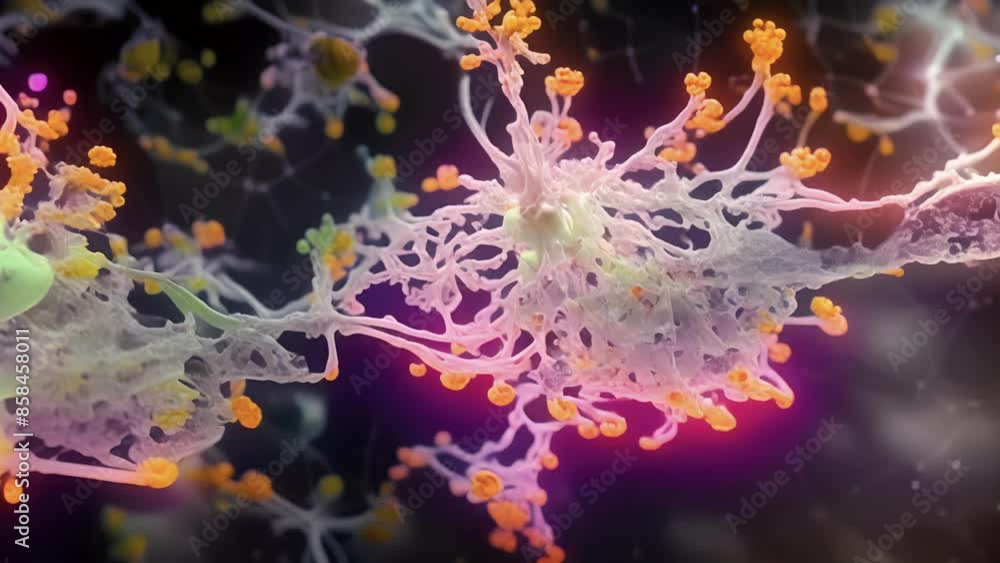 Poster an upclose look at the unique structure of a microglial cell the immune cells of the nervous system 