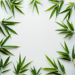 bamboo leaf border white background Bamboo Leaf Concept