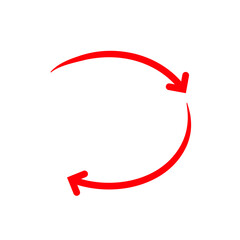 curved red arrow