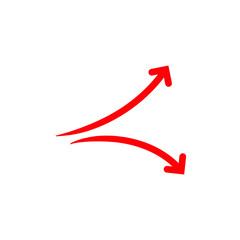 curved red arrow