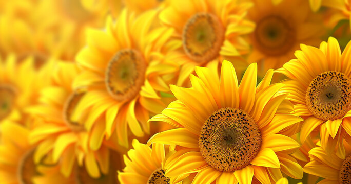 Abstract background with yellow sunflowers, vector illustration