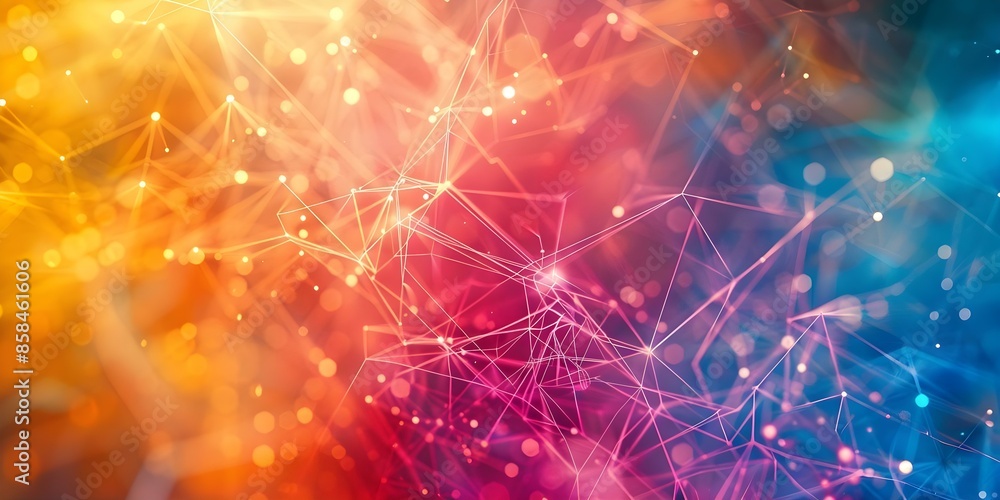 Poster colorful background with intersecting lines representing electromagnetic spectrum visualization. con
