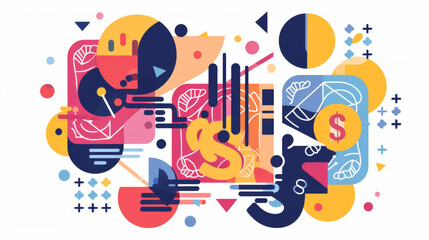 Money is a concept. This colorful vector graphic shows it in a simple and clear way.