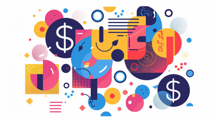 Obraz premium Money is a concept. This colorful vector graphic shows it in a simple and clear way.