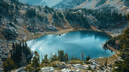 A hidden glacial lake in the Canadian Rockies, surrounded by untouched wilderness
