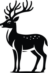 Cute deer black vector illustration