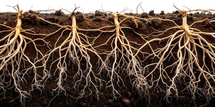 Dicotyledonous Taproot System. The Primary Root Grows Straight Down, Producing Lateral Roots.