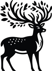Cute deer black vector illustration