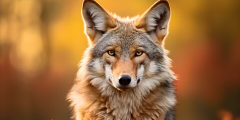 Obraz premium Portrait of a coyote Canis lupus a detailed depiction of the animal. Concept Realistic Wildlife Art, Animal Portraiture, Detailed Illustration