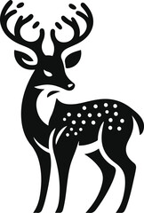 Cute deer black vector illustration