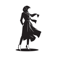 hijab style standing style vector illustration design silhouette