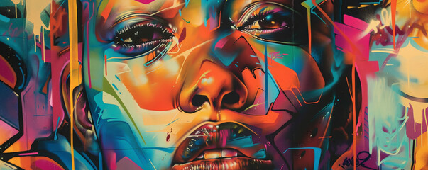 A bustling street art festival background with colorful murals, talented artists, and the textures of urban walls and vibrant graffiti, creating a dynamic and creative atmosphere.