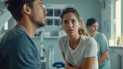 Obraz premium A_woman_with_muscle_strain_and_a_sports_injury_seeks_there_friends_help